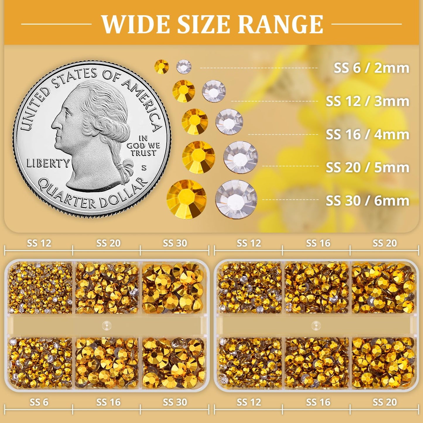 Resin Rhinestones for Crafting, 2 Boxeses Gold Multi Sizes Flatback Bedazzling Crystals for Crafts Nail Art Decoration, Non Hotfix Gems Charms for Tumbler Shoes Clothing Fabric Face Makeup-Velvo Beauty