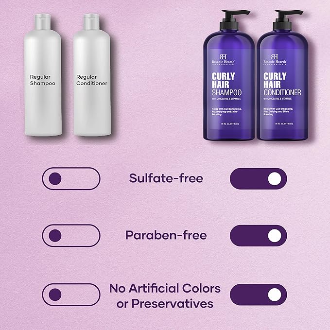 Botanic Hearth Curly Hair Shampoo and Conditioner Set For Curly Hair | Detangle, Define & Enhance Curls | With Jojoba oil & Vitamin E | Sulphate Free | 16 fl oz x 2-Velvo Beauty