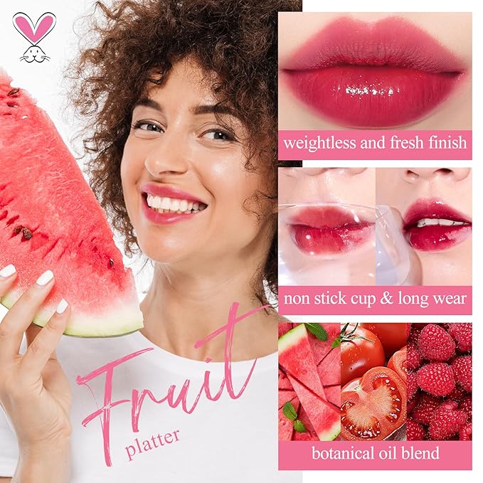 Lip Tint Stain Set, Korean Water Tint Lightweight Non-sticky, Waterproof Long Lasting Liquid Blush & Lip Stain, Transfer-Proof, Matte Finish Lip Color Makeup (fruit platter)-Velvo Beauty
