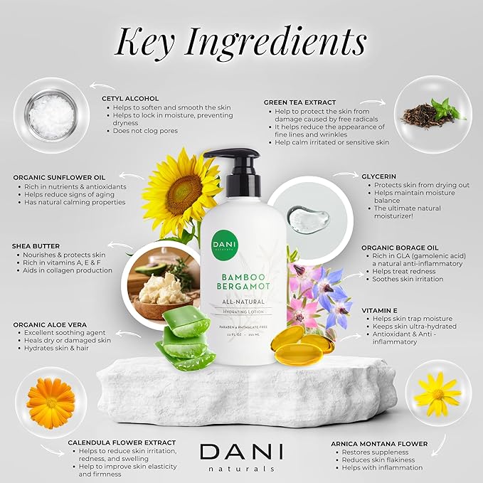 Naturals Hand & Body Lotion - Clean Bamboo Bergamot Scented, Deep Hydration Lotion for Dry Skin, With Shea Butter & Aloe Vera, Natural & Organic Ingredients, Paraben-Free, 12 Oz-Velvo Beauty