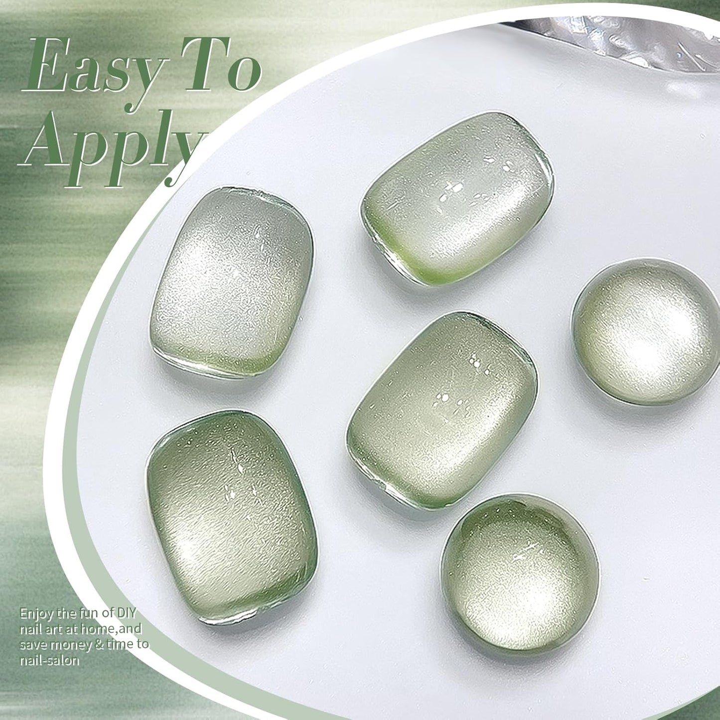 BORN PRETTY Cat Magnetic Eye Gel Nail Polish,Spring Green Jelly Glass Magnetic Gel Polish, Jade Breeze Glitter Soak Off Nail Art Salon Manicure Home Gift 15ml-Velvo Beauty