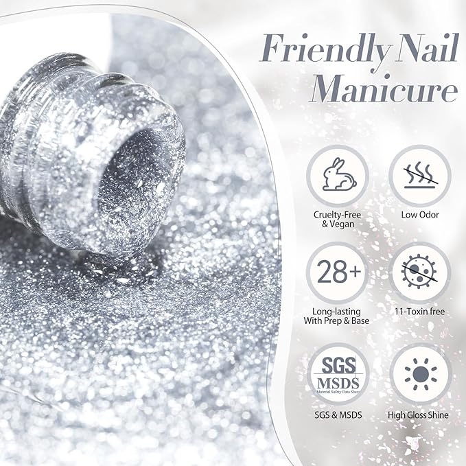 Born Pretty Magnetic Gel Polish Platinum Glitter Cat Magnetic Gel Nail Polish Silver Rose Gold Pink Red Purple Nail Salon DIY at Home-Velvo Beauty
