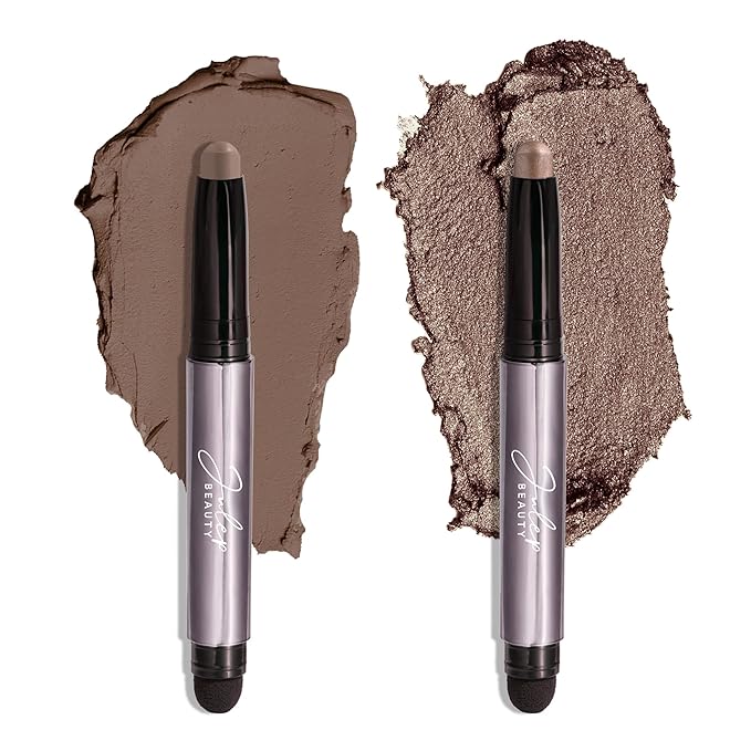 Julep Eyeshadow 101 Crème-to-Powder Waterproof Eyeshadow Stick Duo – Long-Lasting, Crease-Proof, Easy Apply with Built-in Smudger -Taupe Shimmer and Stone-Velvo Beauty