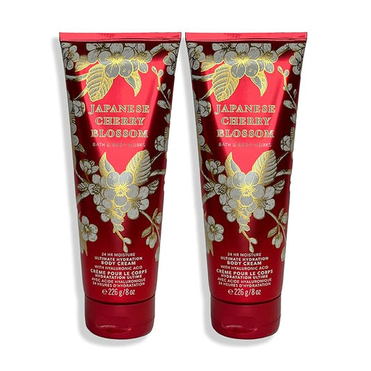 Bath and Body Works Japanese Cherry Blossom Body Cream Ultimate Hydration Gift Set For Women 2 Pack 8 Oz. (Japanese Cherry Blossom)-Velvo Beauty