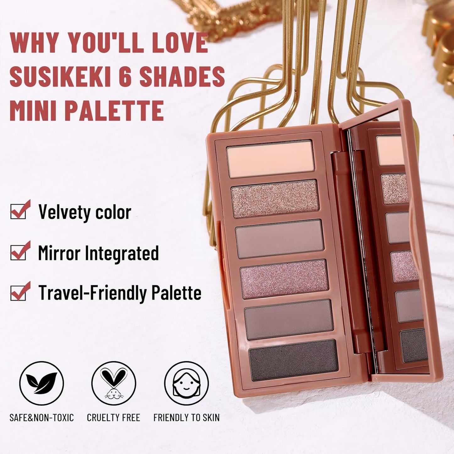 6 Colors Mini Eyeshadow Makeup Palette Rosy Neutral Nude Eye Shadow Shimmer & Matte Make Up Pallet with Mirror Highly Pigmented Long Lasting Waterproof Travel Size Gift Kit 02-Velvo Beauty