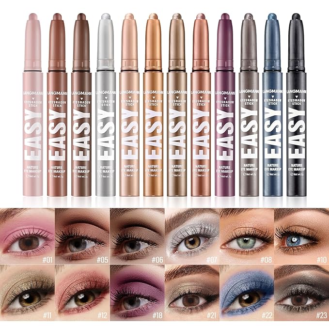 Jolilab Eyeshadow Stick, 2 Colors Matte Professional Bright-Colored Contouring and Highlight Stick, Cream Waterproof Long Lasting High Pigmented Eye Shadow.-Velvo Beauty