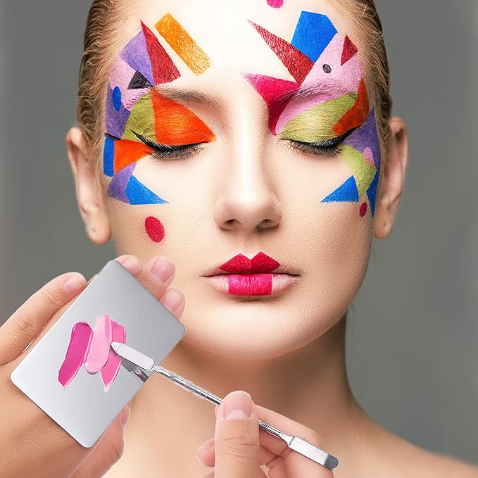 Makeup Mixing Palette Stainless Steel Foundation Palette with Spatula Professional Cosmetic Palette for Mixing Foundation Eye Shadow Nail DIY Art-Velvo Beauty