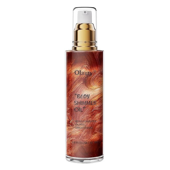Shimmer Body Oil, Highlighter Makeup Smooth Glitter Glow Liquid Foundation for Face & Body,Liquid Illuminator Body Shimmer Lotion for Women (4# Golden Brown)-Velvo Beauty