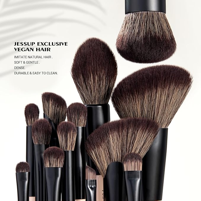 Jessup Makeup Brushes Set 7pcs Double Sided Makeup Brushes for Foundation Concealer Blush Eyeshadow Contour Bronzer Powder Blending Eyebrow Eyeliner, Cruelty-Free Make up Brushes Peach Dust T600-Velvo Beauty