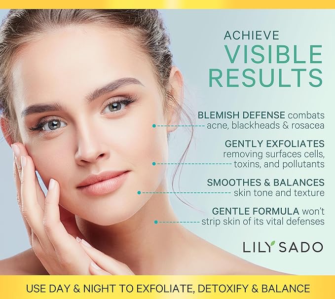 LILY SADO TEA+C™ Green Tea & Vitamin C Face Cleanser – Natural Vegan Antioxidant Daily Face Wash with Aloe, Rosehip, Meadowfoam - Gentle Deep Cleansing for Acne, Blackheads, Blemishes. 8 oz-Velvo Beauty