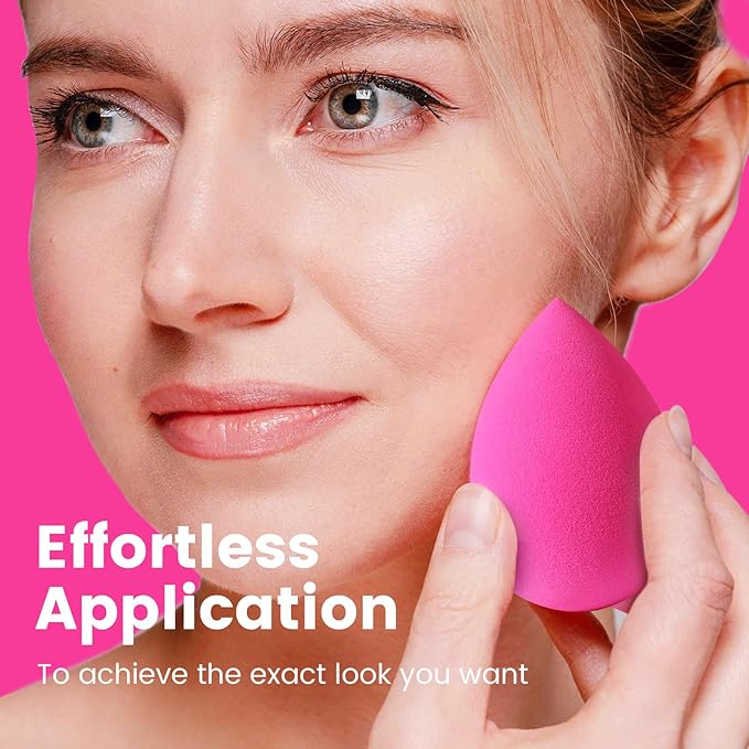 BEAKEY 5 Pcs Makeup Sponges, Latex-Free Beauty Sponge for Flawless Liquid, Cream, and Powder Application, Rose Pink Sponges-Velvo Beauty