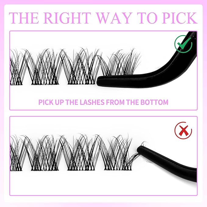 VEYESBEAUTY Lash Clusters Kit Individual Eyelash Extensions Thin & Invisible Band DIY False Eyelashes Newbie's Five-Second Series Wispy Lash Tray, LuxeBold KIT with Bond&Seal Remover Applicator-Velvo Beauty