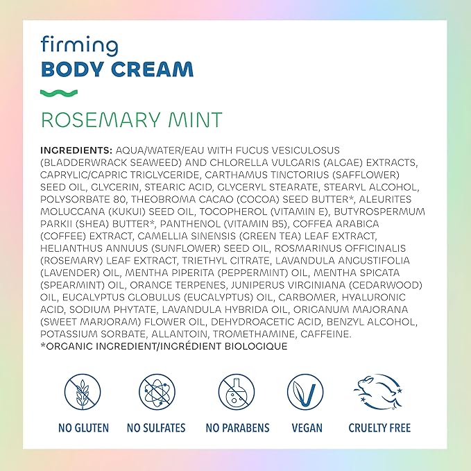 Seaweed Bath Co. Firming Body Cream - Rosemary Mint - Hydrating Hand and Body Lotion with Hyaluronic Acid - Toning Skin Moisturizer for Dry Skin - 6 oz (Pack of 2)-Velvo Beauty