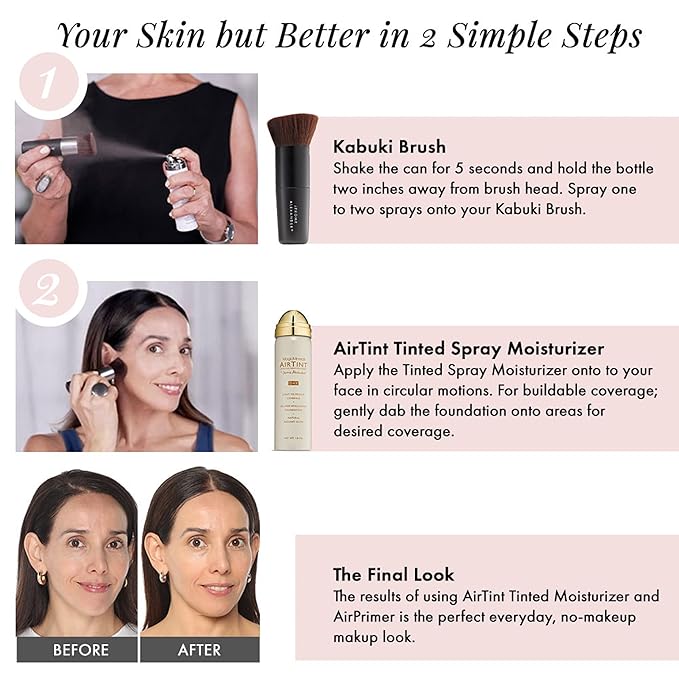 Jerome Alexander MagicMinerals AirTint Tinted Moisturizer AirBrush Spray Light | Tinted Moisturizer Spray with Anti-Aging Ingredients | Light Medium |2PC-Velvo Beauty