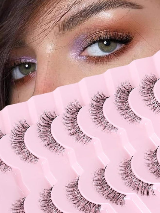 Lashes Natural Look False Eyelashes Wispy 13mm Eye Lashes Pack with Thin Cotton Band C Curl Fake Eyelashes 3D Volume For Daily Siligli Lash 7 Pair-Velvo Beauty