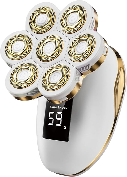 Electric Razors for Women, Wet/Dry 7D Rechargeable Rotary Shaver for Legs, Water Resistant Grooming Kit - Electric Razors for Women, Facial Hair Removal, Bikini Trimmer, Lips - Gentle Hair Remo-Gold-Velvo Beauty