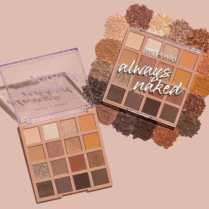 wet n wild Always Naked Palette, Nude Neutral Eye Makeup, Blendable, Warm And Cool Nude Pigments, Matte, Shimmer, Glitter, Creamy Smooth-Velvo Beauty