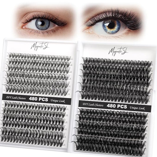Lash Clusters 480 Clusters 60D 80D Thick Eyelash Extension 30D 40D Individual Eyelashes D Curl 11-20mm False Eyelash Multi-Style DIY Lash Extensions for Beginners(30D-80D-D, 11-20MIX)-Velvo Beauty