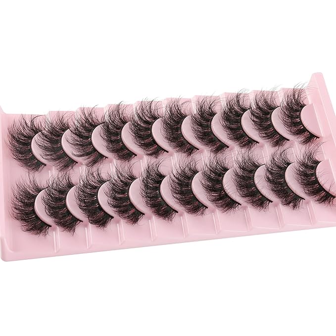 FANXITON Mink Lashes False Eyelashes Dramatic Full Mink Lashes Wispy 19 MM Natural Look 3D Fake Eyelashes 10 Pairs Pack-Velvo Beauty