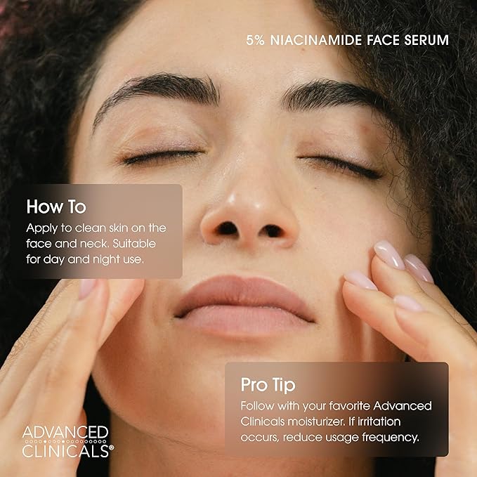 Advanced Clinicals Niacinamide Serum | 5% Niacinamide Serum For Face With Hyaluronic Acid, Ferulic Acid, Aloe Vera, & Fruit Extracts Helps Improve Look Of Dark Spots & Uneven Skin Tone, 1.75 Fl Oz-Velvo Beauty