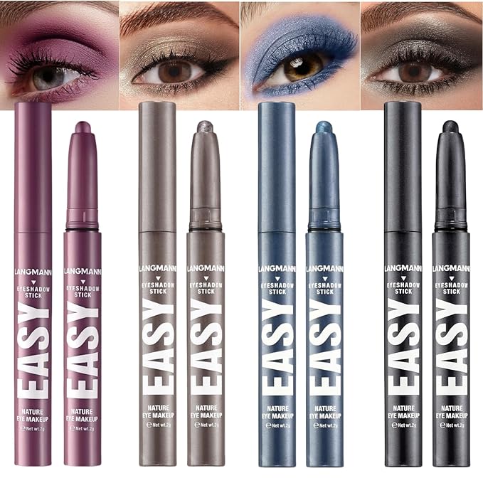 Jolilab Eyeshadow Stick Set, 4 Colors Matte Professional Bright-Colored Contouring and Highlight Stick, Cream Waterproof Long Lasting High Pigmented Eye Shadow. (4, 18+21+22+23)-Velvo Beauty