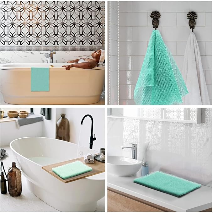 UJFQBH 2 Pieces African Bath Sponge African Net Long Net Bath Sponge Exfoliating Shower Body Scrubber Back Scrubber Skin Smoother,Great for Daily Use (Green)-Velvo Beauty