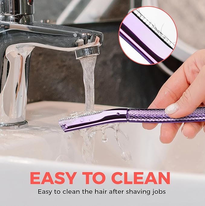 ZOMCHI Eyebrow Razor, Face Razors for Women&Men, Eyebrow Trimmer Shaper with Precision Cover, Facial Shaver with 6 Blades (Purple)-Velvo Beauty