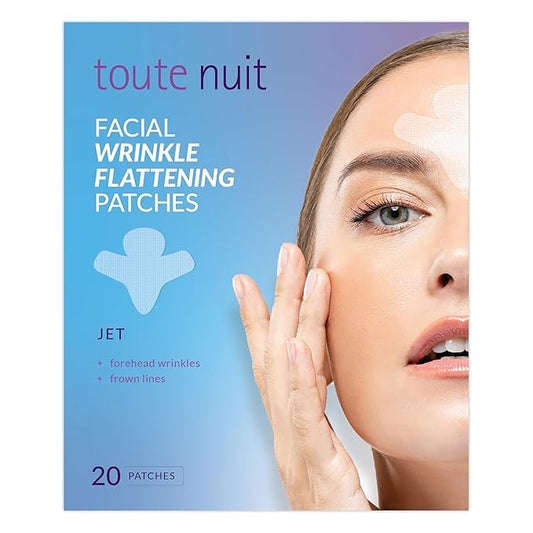 Toute Nuit Wrinkle Patches – Jet – Face Tape for Forehead and Large Frown Lines – Hypoallergenic Anti Wrinkle Patches – 20 Count, Made in USA-Velvo Beauty