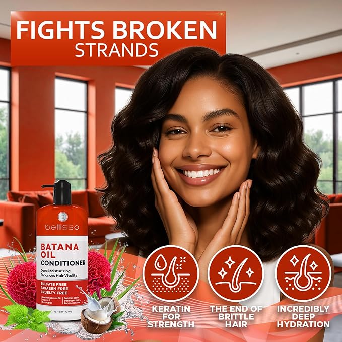 BELLISSO Batana Oil Conditioner for Women and Men - Sulfate Free, Volumizing Treatment for Thinning Hair - Thickening, Volume Boost - 16 Fl Oz-Velvo Beauty