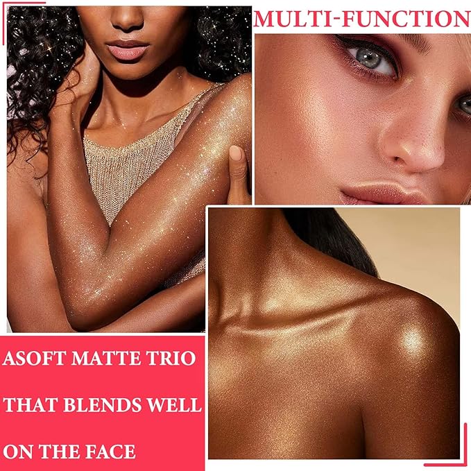 Face Glitter Blush Shimmer Waterproof Highlighter Blusher Powder,Facial Contour Corrector Long Lasting Glitter Illuminator Highlighter Palette Shimmer Highlight Makeup Palette(02#)-Velvo Beauty