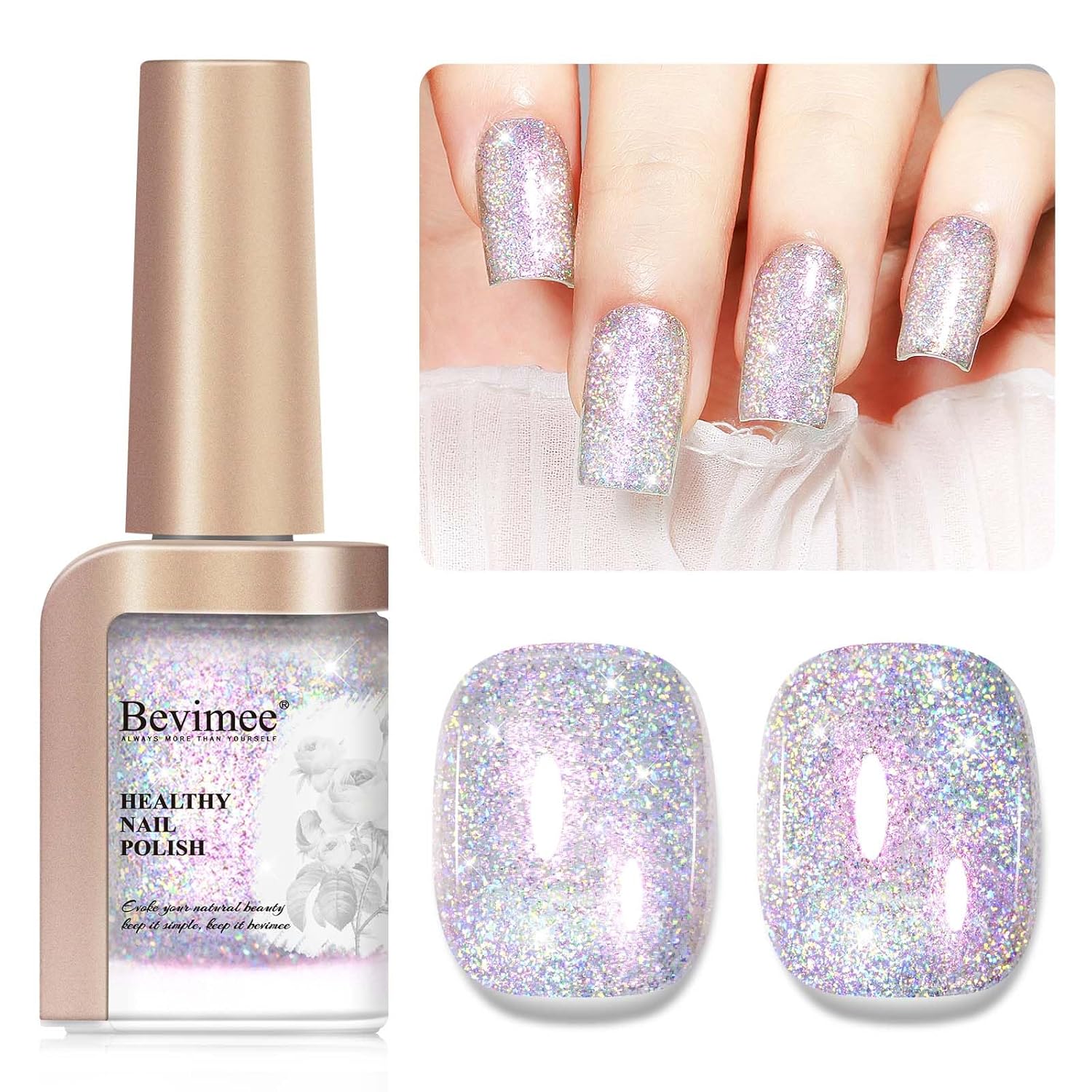 Glitter Silver Nail Polish Quick Dry, Sparkle Iridescent Nail Lacquer Air Fast Drying, Reflective Flash Long-Lasting Vegan Fingernail Polish, 12ML-Velvo Beauty