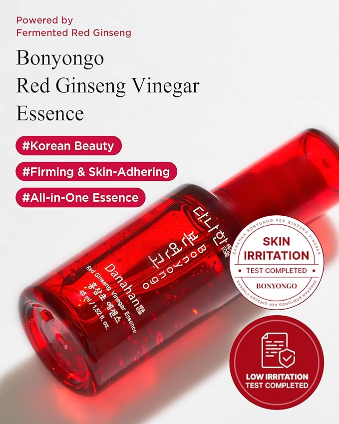 Bonyongo Red Ginseng Vinegar Essence– Revitalizing & Intensive Nourishing for All Skin Types - Hydrated and Glowing Skin with Fermented Red Ginseng - Korean Skincare, 1.5 fl.oz.-Velvo Beauty