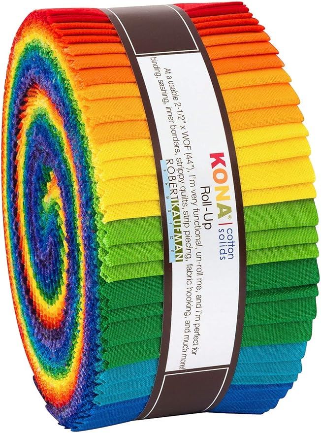 2-1/2in Strips Kona Cotton Bright Rainbow Palette, 40pcs/Bundle-Velvo Beauty