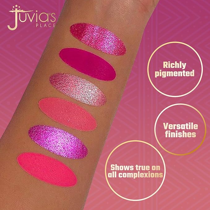 Juvia's Place Palette The Sweet Pinks - Deep Fuchsia, Soft & Sweet Pink, Shades of 6, Pressed Pigments Palette, Professional Makeup, Pigmented Pan Palette, Makeup Palette for Color & Shine-Velvo Beauty