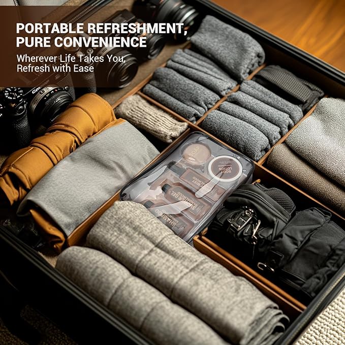 Gift Sets for Men Bath and Body Mens Gifts 6pcs Sandalwood Travel Size sets with Shampoo, Shower Gel, Soap, Body Lotion, Birthday Gifts for Men, Self Care Fathers Day Gifts-Velvo Beauty