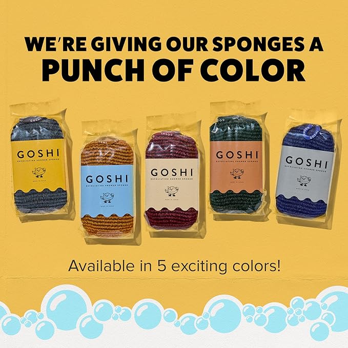 GOSHI Exfoliating Shower Sponge - Rip-Resistant, Rapid-Drying Exfoliating Bath Sponge for All Skin Types - Grey - Made in Japan-Velvo Beauty