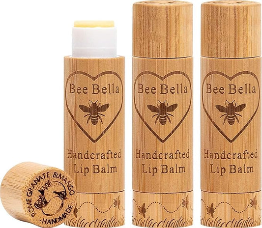 Bee Bella Lip Balm, Pomegranate Mango, 3 Pack - Moisturizing Lip Care, 100% Natural, Original Organic Beeswax with Vitamin E, Handmade in USA-Velvo Beauty