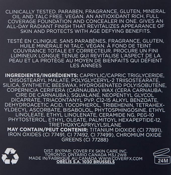 Cover FX Total Cover Cream Foundation: Oil-free Cream Foundation and Concealer - Full Coverage and Powerful Antioxidant Protection - N120, 0.35 oz-Velvo Beauty