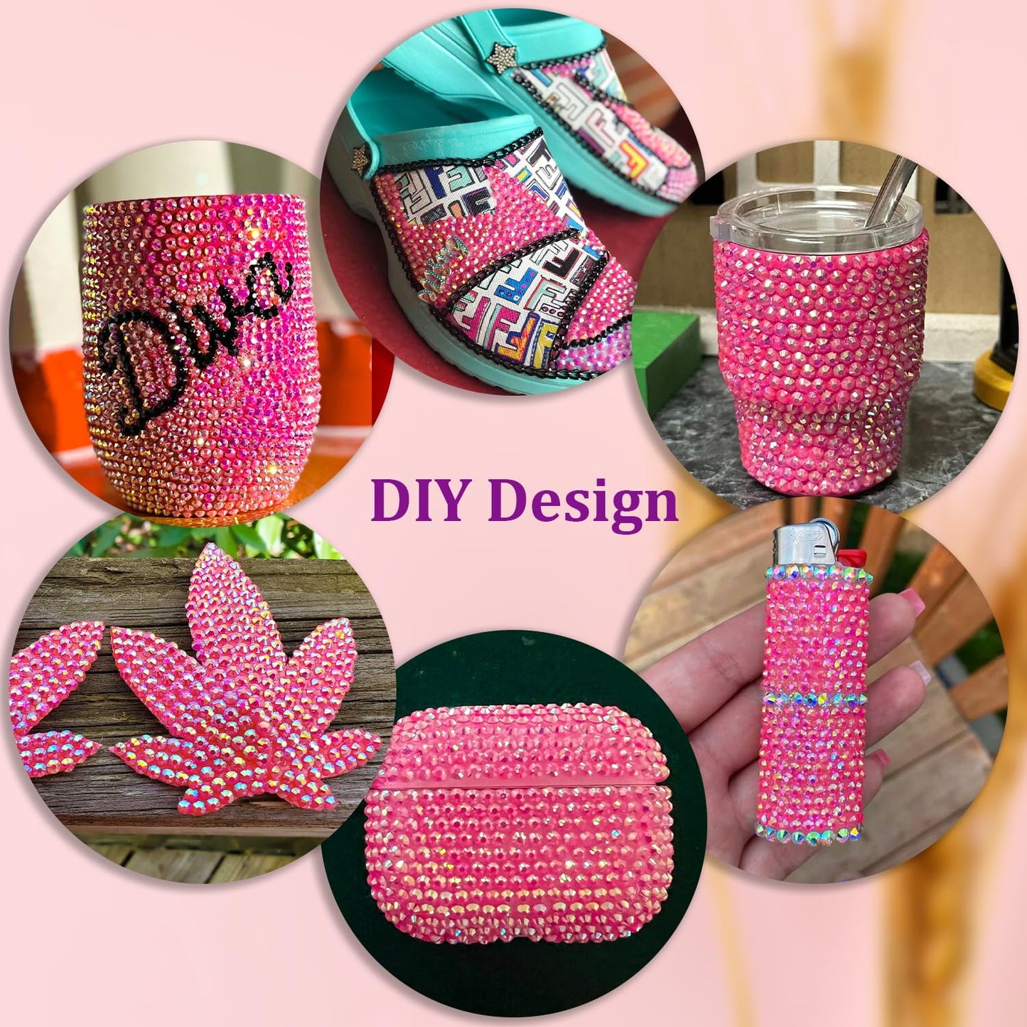 Resin Jelly Rhinestones for Crafting with B7000 Jewelry Glue, 2 Boxes Hot Pink AB Flatback Crystals with 3Pcs 10ml Glue, Bedazzling Non Hotfix Gems for DIY Tumblers Clothing Shoes Manicure-Velvo Beauty