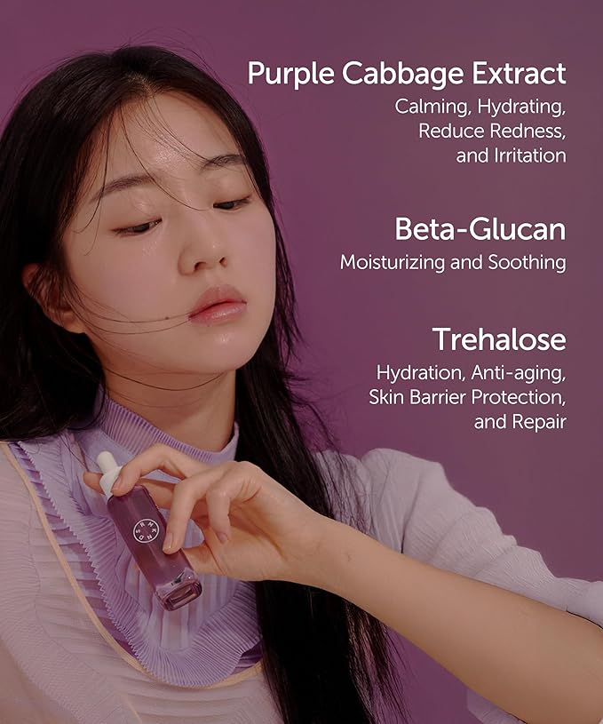 SERUMKIND Purple Cabbage Serum - Calming and Skin Recovery- Korean Face Skincare – Beta Glucan 100,000ppm – Soothing & Redness Relief - Vegan, Cruelty-Free – 1.01 fl.oz.-Velvo Beauty