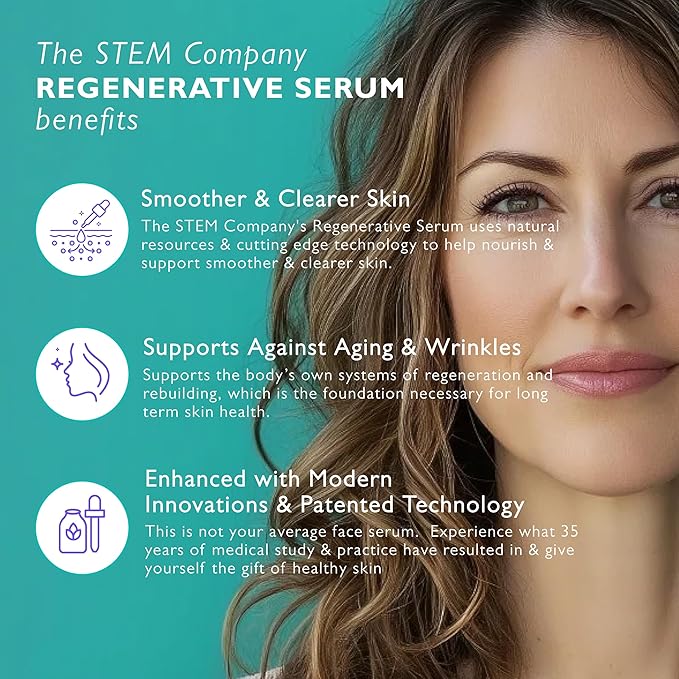 STEM Natural Intelligence Skin and Face ReGenerative Serum for Women, Facial Moisturizer Skin Care Peptides Serum, Luxury Face Moisturizer for Women, Hydration Serums, Antioxidant Support Serums, 1 oz-Velvo Beauty