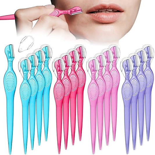 16 Pcs Small Eyebrow Razor for Women Portable Face Razors for Women Facial Hair Lip Trimmer Hair Shaving Removal Tool Dermaplaning Tool Eyebrow Shaver with Safety Cap for Makeup Face Care, 4 Colors-Velvo Beauty