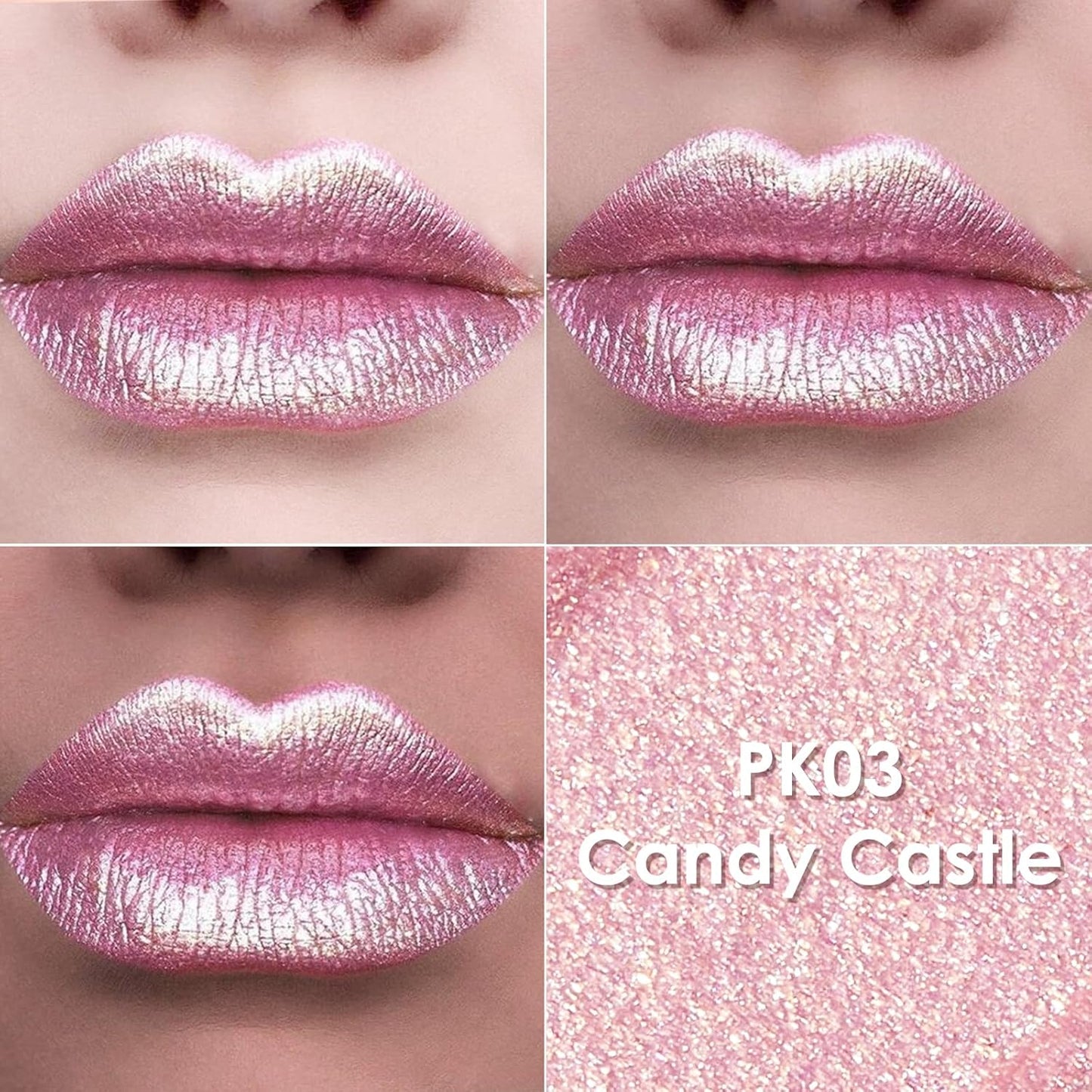 FOCALLURE Metallic Liquid Lipstick,Non Stick Cup Lip Gloss,High Impact Lip Color with Transfer-proof Wear,Long Lasting & Waterproof Lipstick Makeup for Women,PK03 Candy Castle-Velvo Beauty