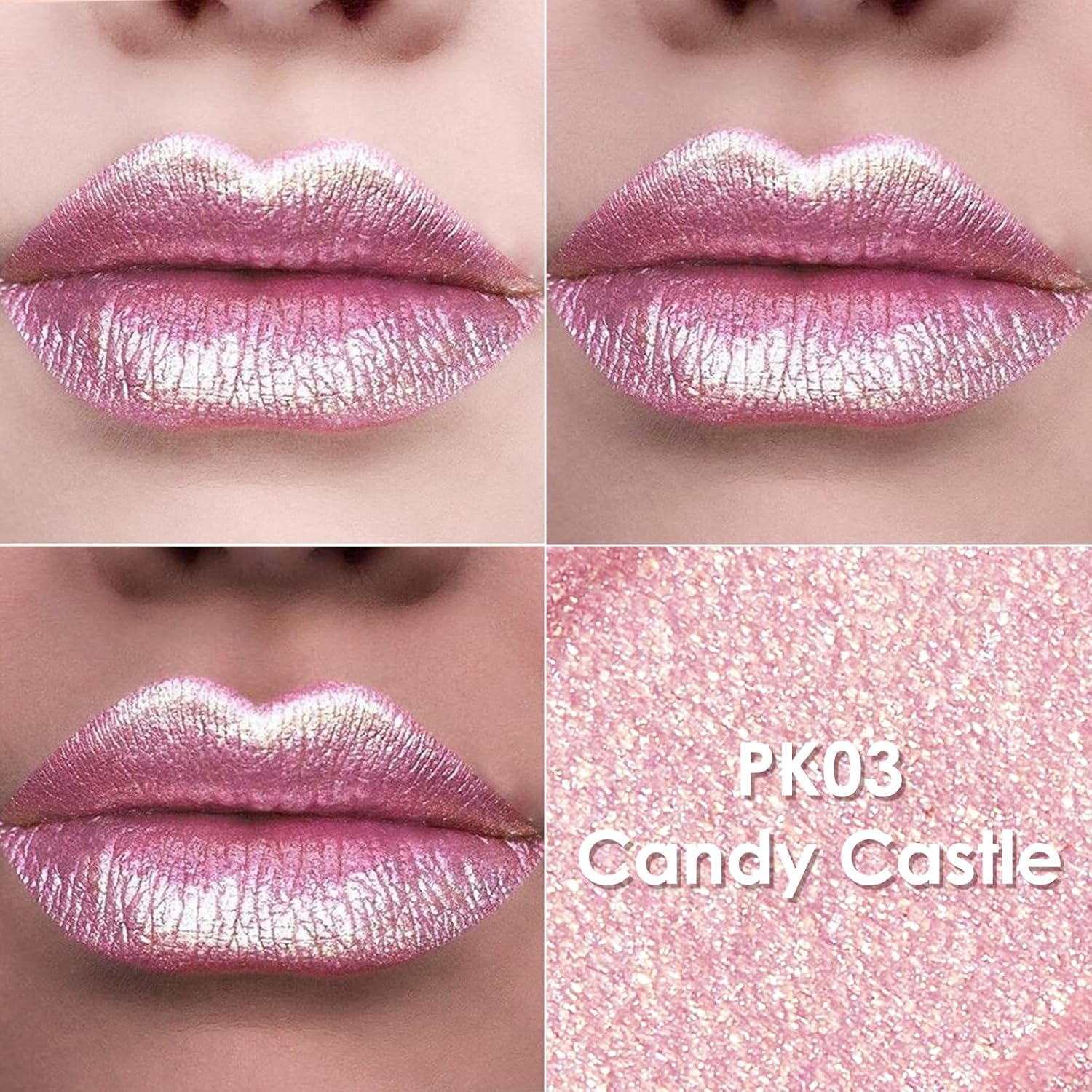 FOCALLURE Metallic Liquid Lipstick,Non Stick Cup Lip Gloss,High Impact Lip Color with Transfer-proof Wear,Long Lasting & Waterproof Lipstick Makeup for Women,PK03 Candy Castle-Velvo Beauty