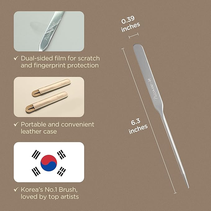 Korean Piccasso Brush Makeup Spatula + Sponge 2P Set – Professional Makeup Tools with Precision Spatula and 2 Soft Sponges, Ideal for Blending Foundation, Cream, or Liquid Makeup-Velvo Beauty