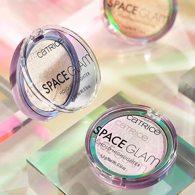 Catrice | Space Glam Holo Highlighter | Iridescent, Multichrome, Highly Pigmented | Pink, Gold & Green Shimmer Effect | Vegan & Cruelty Free-Velvo Beauty