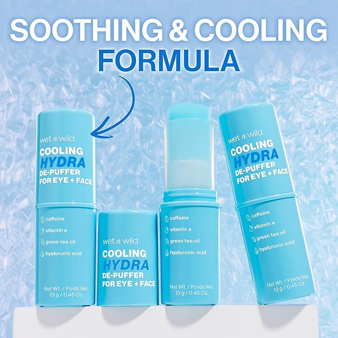 wet n wild Cooling Hydra De-Puffer, Soothing Face Makeup Primer Stick with Vitamin E & Caffeine, Instant Skin Refreshments for All Skin Types and Complexions, Vegan & Cruelty-Free-Velvo Beauty
