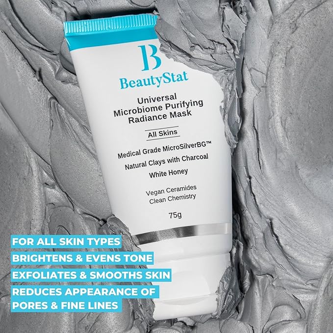 BeautyStat Universal Microbiome Purifying Radiance Mask, Cleansing Mask to Help Dimish Appearance of Pores + Purify Skin with Natural Clays (2.5 oz)-Velvo Beauty