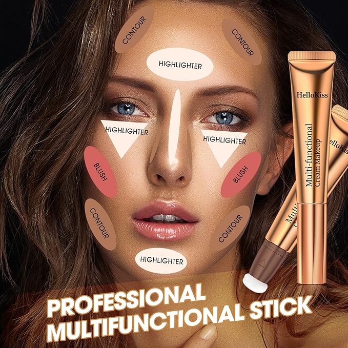 Liquid Contour Beauty Wand, Cream Liquid Contour Stick Matte Bronzer Stick with Cushion Applicator, Lightweight Blendable, Long Lasting Silky Liquid Face Shaping & Contouring Stick | 0# Contour Light brown-Velvo Beauty