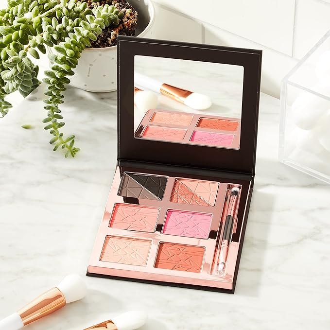 Luxe Light & Loaded Multi-Use Palette | 4-in-1, Eyeshadow, Blush, Contour, Highlight | Mix colors for Custom Blends | Includes Mirror and Dual Brush-Velvo Beauty
